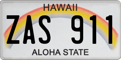 HI license plate ZAS911