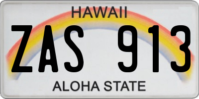HI license plate ZAS913