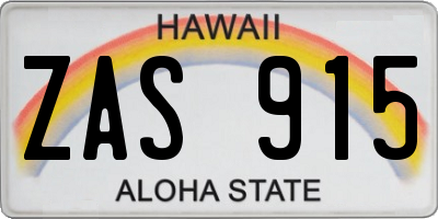 HI license plate ZAS915