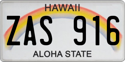 HI license plate ZAS916