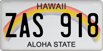 HI license plate ZAS918