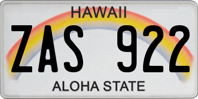 HI license plate ZAS922