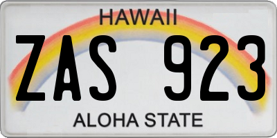 HI license plate ZAS923