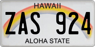 HI license plate ZAS924