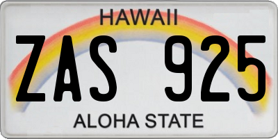 HI license plate ZAS925