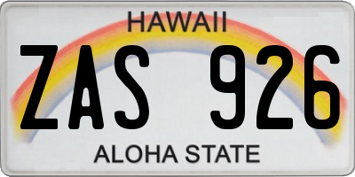 HI license plate ZAS926