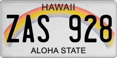 HI license plate ZAS928