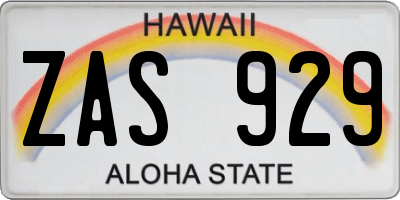 HI license plate ZAS929