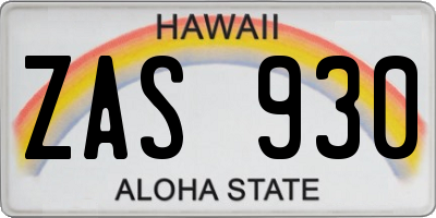 HI license plate ZAS930