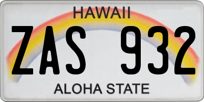 HI license plate ZAS932