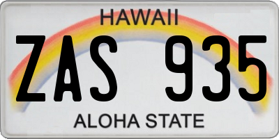 HI license plate ZAS935