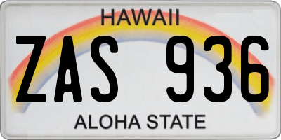 HI license plate ZAS936