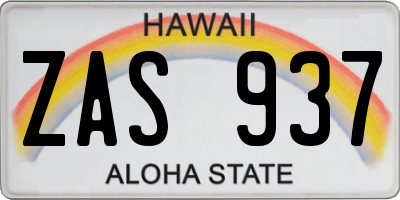 HI license plate ZAS937