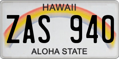 HI license plate ZAS940