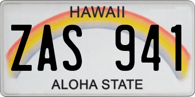 HI license plate ZAS941