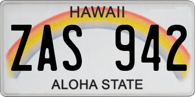 HI license plate ZAS942