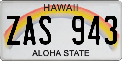 HI license plate ZAS943