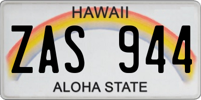 HI license plate ZAS944