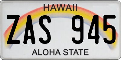 HI license plate ZAS945
