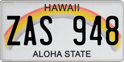 HI license plate ZAS948