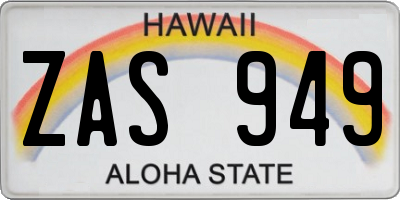 HI license plate ZAS949