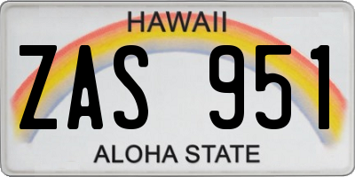 HI license plate ZAS951