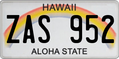 HI license plate ZAS952