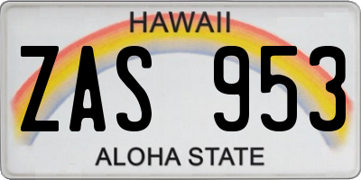 HI license plate ZAS953