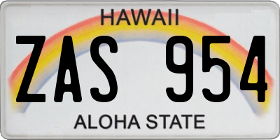 HI license plate ZAS954