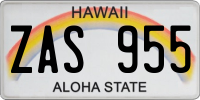 HI license plate ZAS955