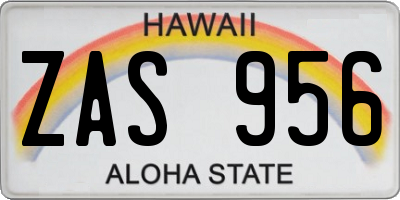 HI license plate ZAS956