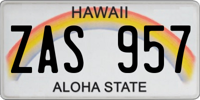 HI license plate ZAS957