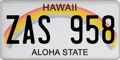 HI license plate ZAS958