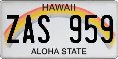 HI license plate ZAS959