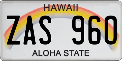 HI license plate ZAS960