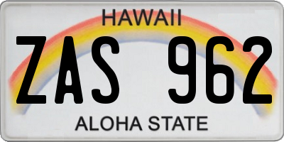 HI license plate ZAS962