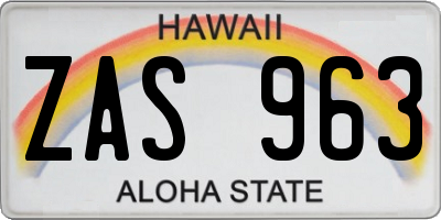 HI license plate ZAS963