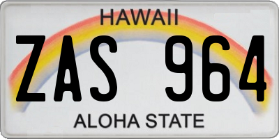 HI license plate ZAS964