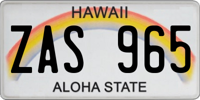 HI license plate ZAS965