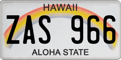 HI license plate ZAS966