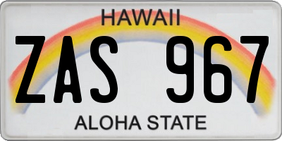 HI license plate ZAS967