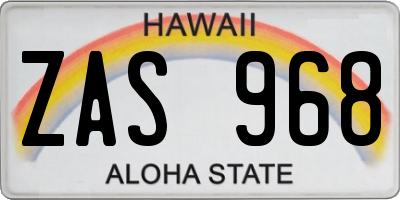 HI license plate ZAS968