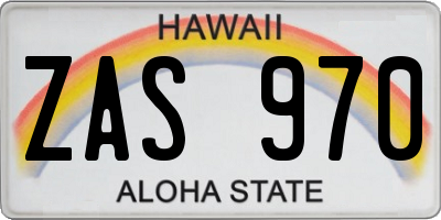 HI license plate ZAS970