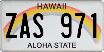 HI license plate ZAS971