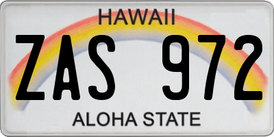 HI license plate ZAS972