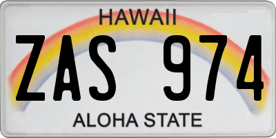 HI license plate ZAS974