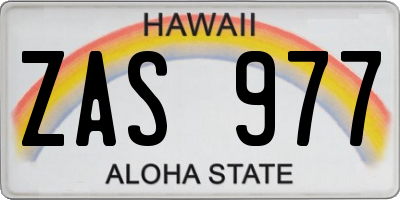 HI license plate ZAS977