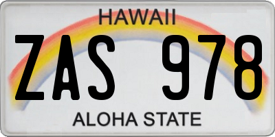 HI license plate ZAS978