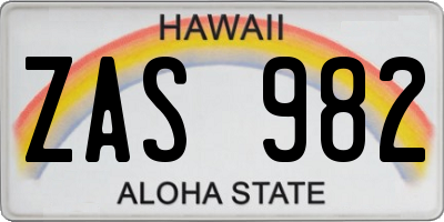 HI license plate ZAS982