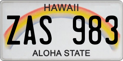 HI license plate ZAS983